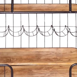 2 Shelves And Metal Frame Bar Cart With Wooden Top Black/Brown - The Urban Port -Furniture Shop GUEST fd8d8a02 b8a4 4a51 9599 fcc944169a2d