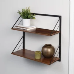 Honey-Can-Do 2 Tier Laundry Shelf With Wood Walnut -Furniture Shop GUEST fdbaea9d 7af4 41b8 b3b6 7b654aa16157