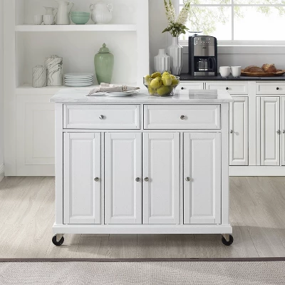 Avery Kitchen Island/Cart Distressed White/White Marble - Crosley 7 Avery Kitchen Island/Cart Distressed White/White Marble - Crosley - Image 5