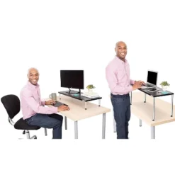 Titan Monitor Stand – 31.25” Height Adjustable Monitor Riser And Desk Shelf– Black – Stand Steady