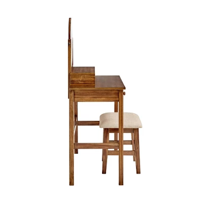 Lorna Vanity Set Walnut - Linon 4 Lorna Vanity Set Walnut - Linon - Image 2