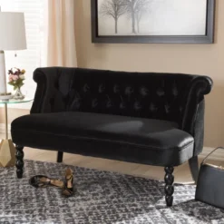 Flax Victorian Style Contemporary Velvet Fabric Upholstered 2 Seater Loveseat Black - Baxton Studio 18 Flax Victorian Style Contemporary Velvet Fabric Upholstered 2 Seater Loveseat Black - Baxton Studio -Furniture Shop GUEST ffd07fcc 5f13 4011 bbe2 5107680f4565